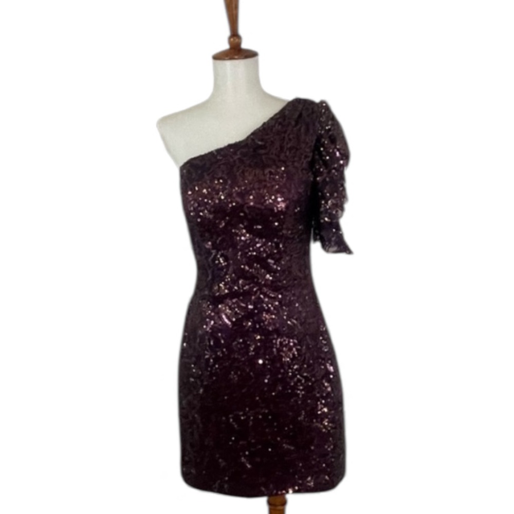 Mori Lee Sequin Dress Women’s S One‎ Flutter Short Sleeve Mini Sheath